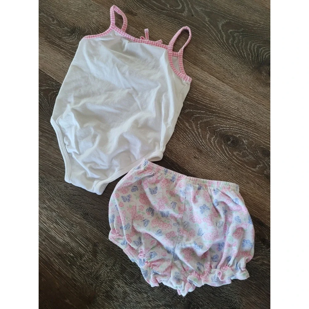 Vintage Koala Kids Baby Girls 18M Floral Butterfly Cami Bloomer Set Pink #10